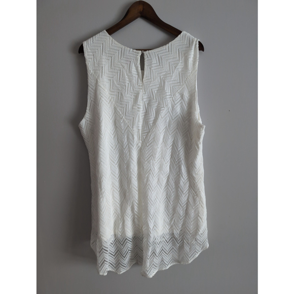 Vince Camuto White Lace up Blouse High Low Hem Flowy Women's Sz 3X Fairy Beachy - Picture 2 of 6